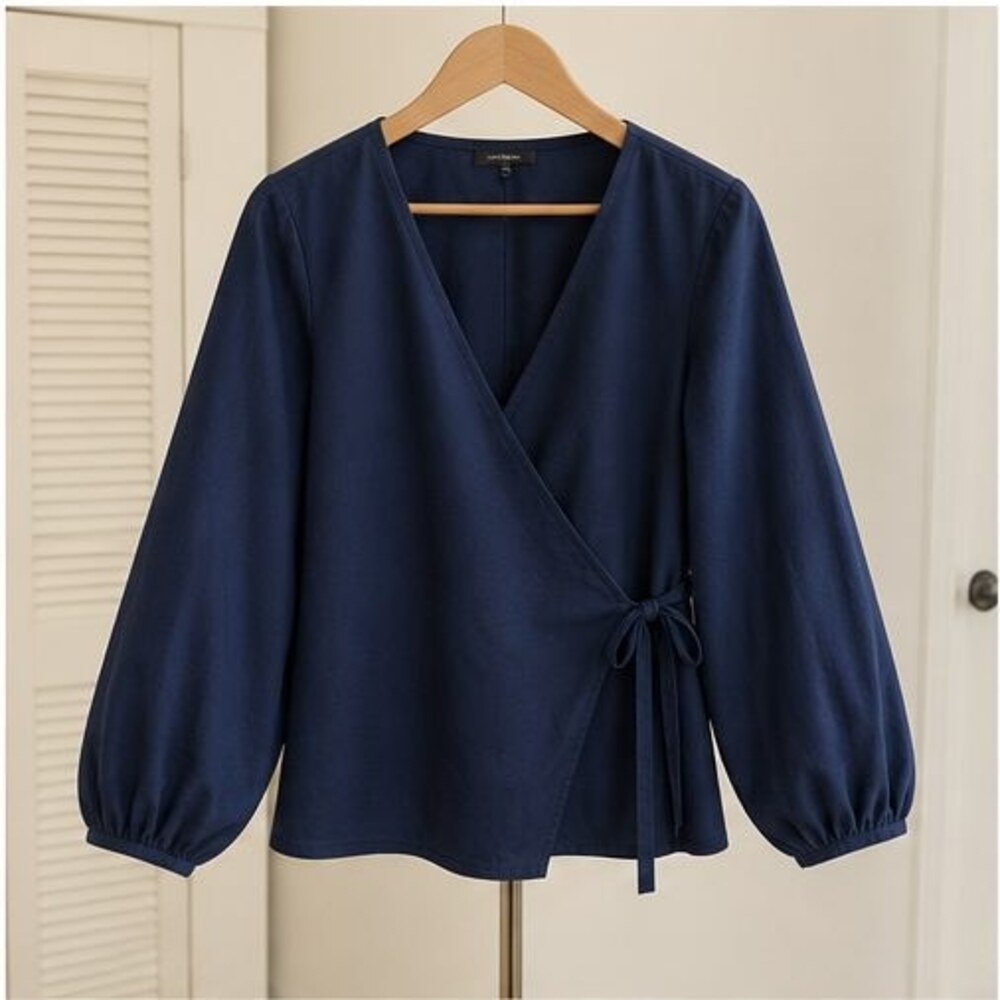 Navy Puff Sleeve Top